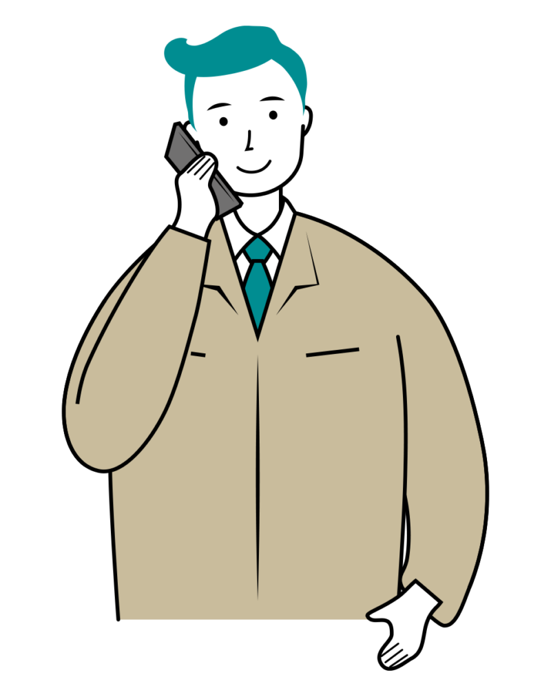 電話で会話する建設現場作業員のイラスト-01-02