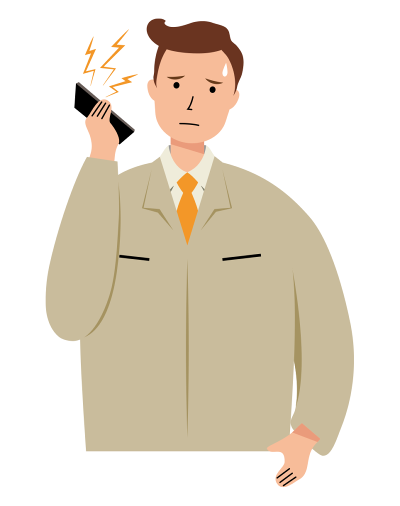 クレーム対応する建設現場作業員のイラスト-01-01