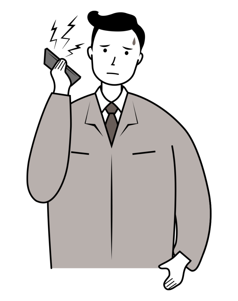 クレーム対応する建設現場作業員のイラスト-01-03