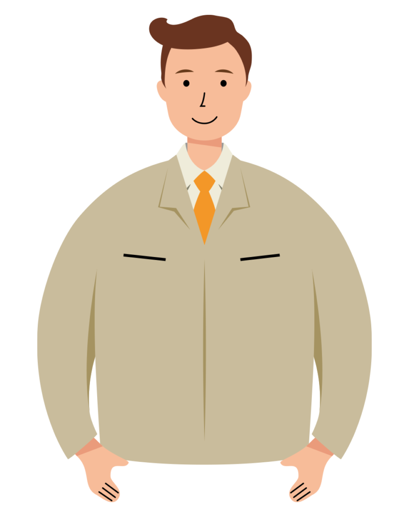 笑顔の表情の建設現場作業員のイラスト-01-01