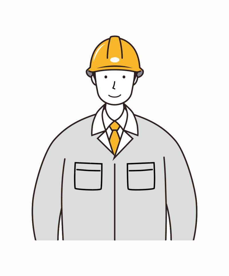 建設現場で働く男性作業員-上半身のイラスト