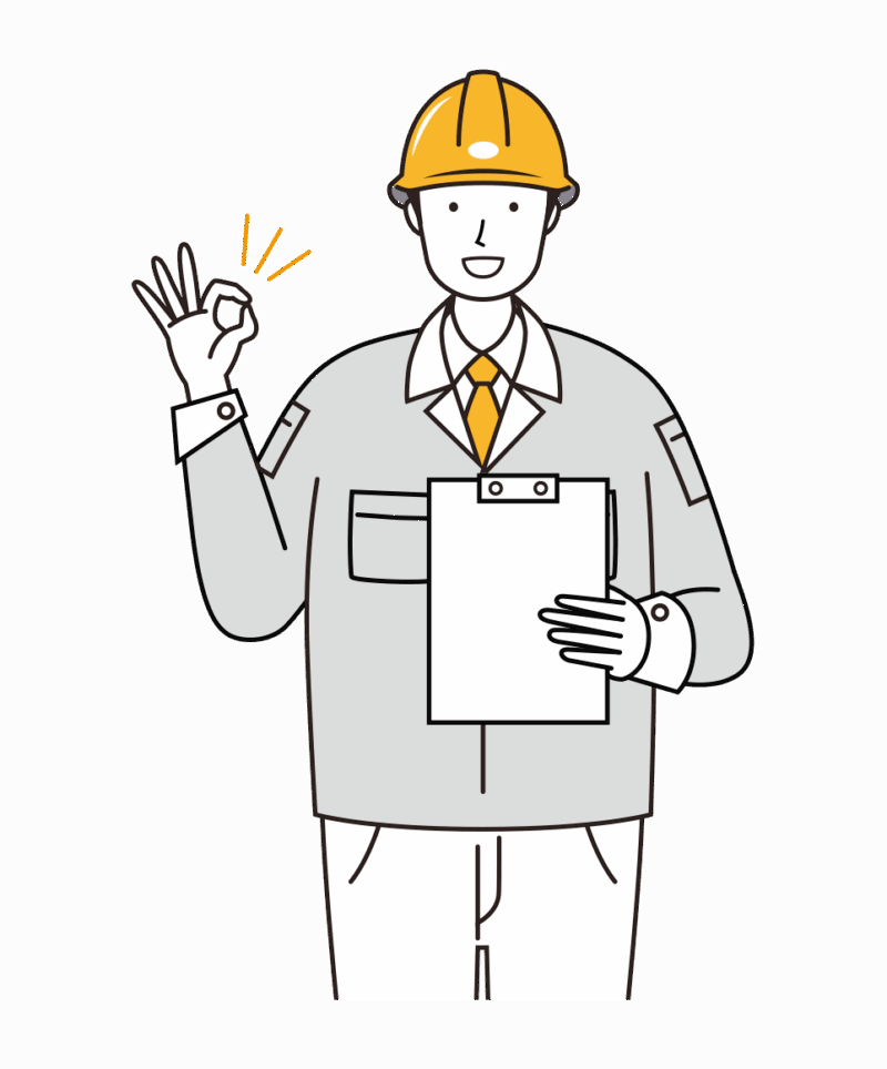 OKサインを出す男性作業員のイラスト-上半身