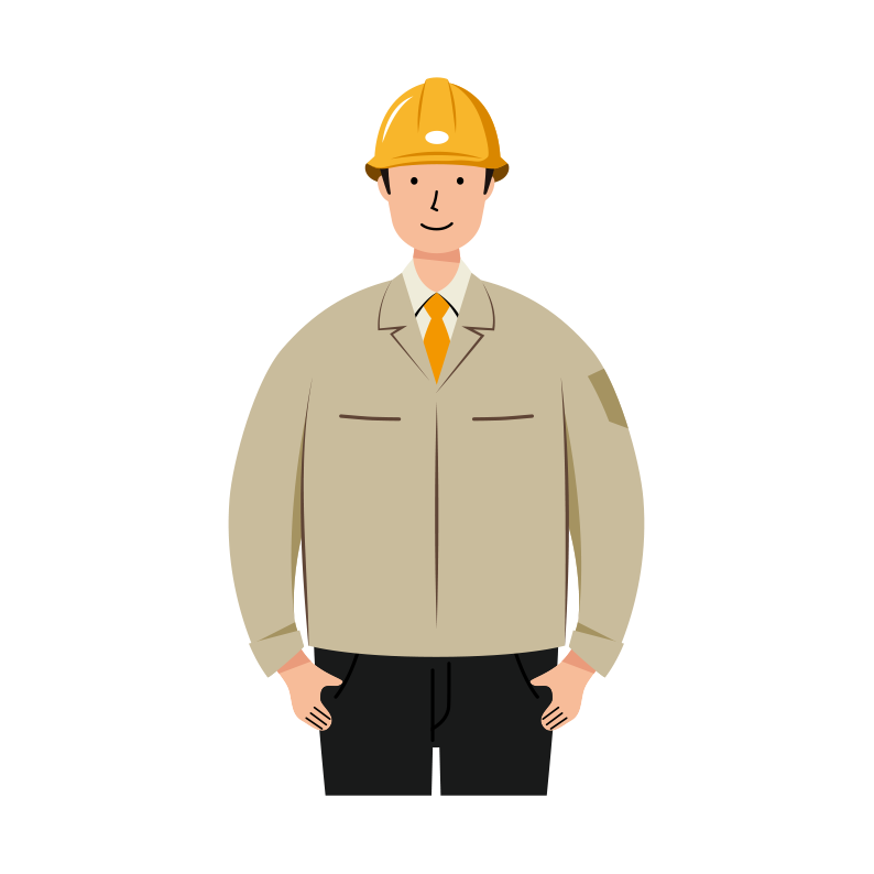 建設現場で働く男性作業員のイラスト-上半身