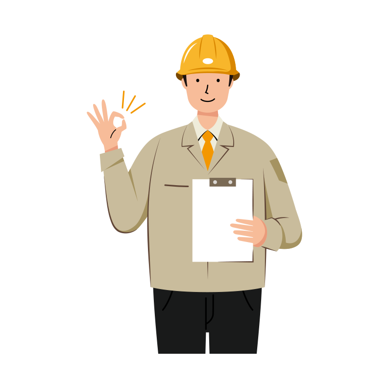 OKサインを出す男性作業員のイラスト-上半身