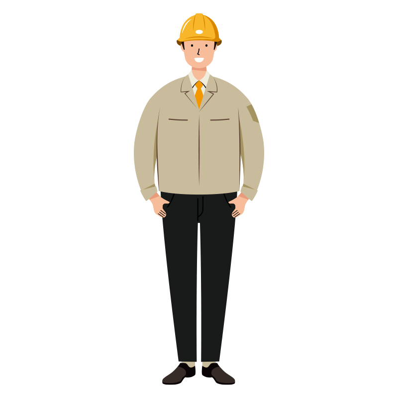 笑顔で元気な男性作業員のイラスト