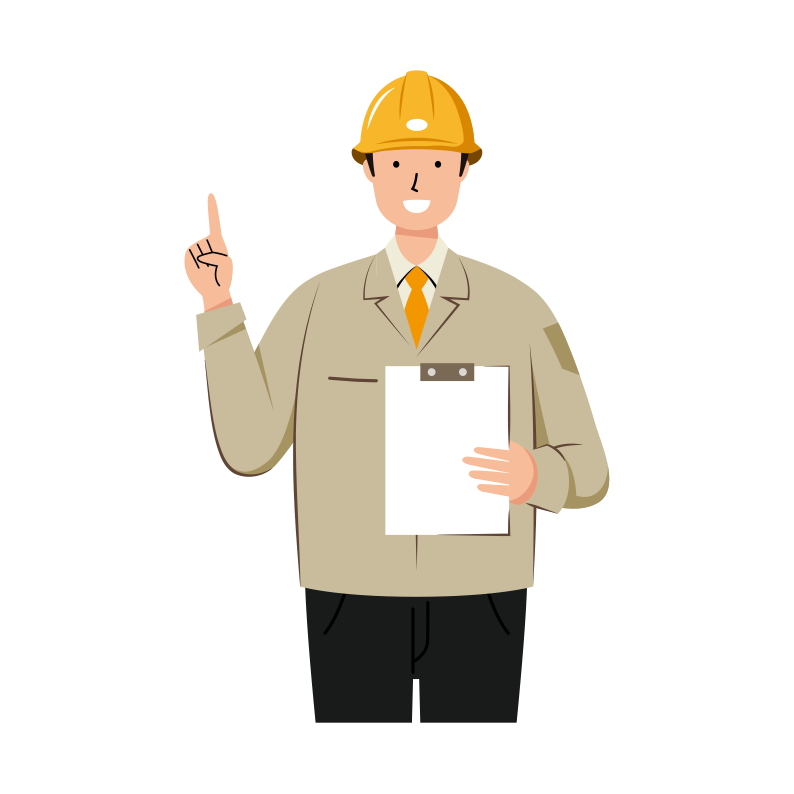 笑顔で指示する男性作業員のイラスト-上半身
