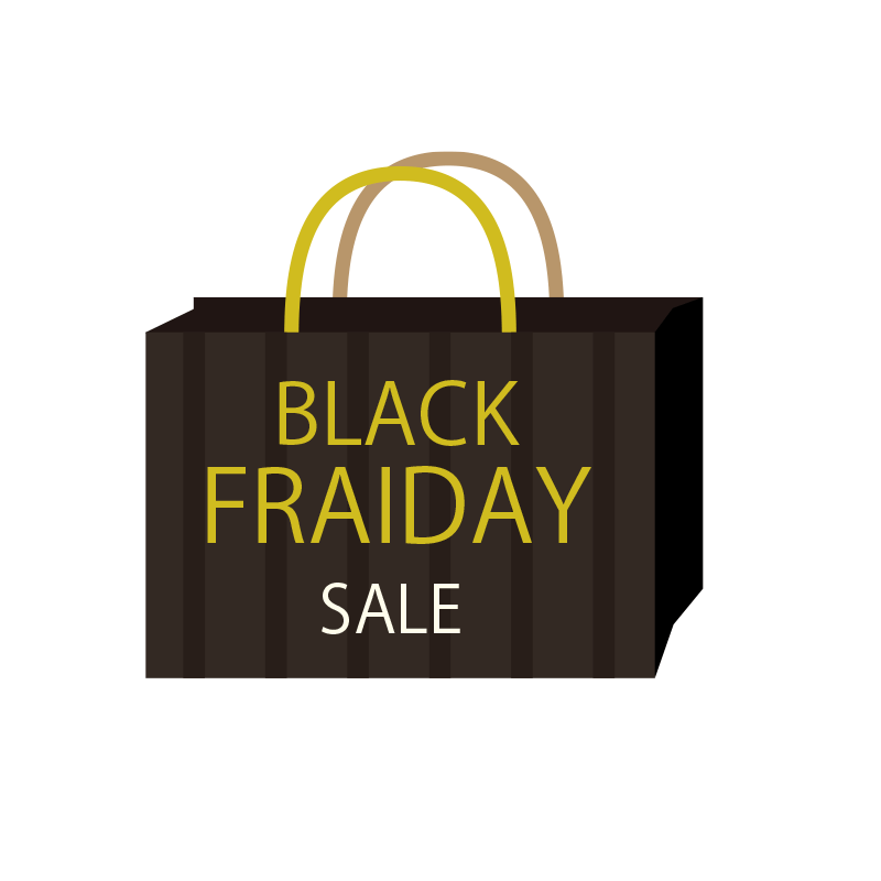 ブラックフライデー縦縞紙袋のイラスト