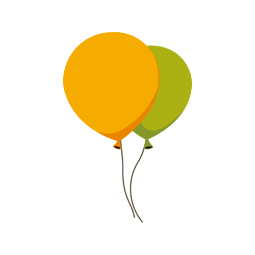 黄色と緑の風船のイラスト