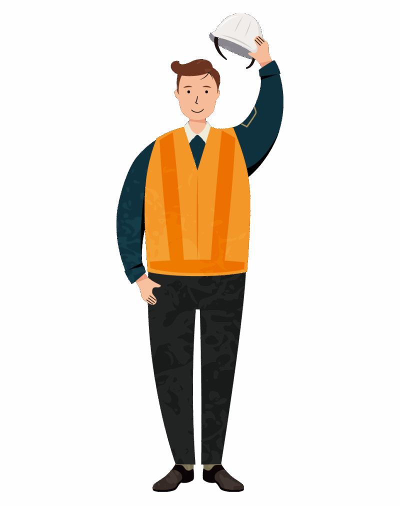 笑顔で挨拶をする交通誘導員のイラスト