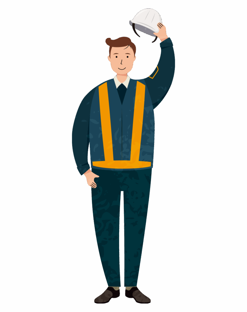 笑顔で挨拶をする交通誘導員のイラスト-服装色違い