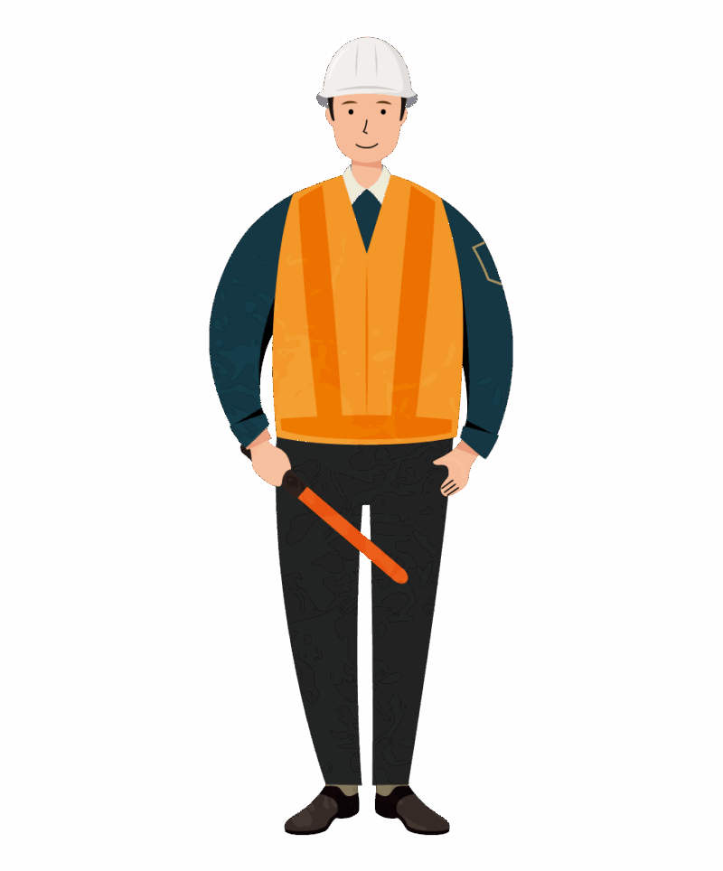 誘導棒を持った交通誘導員のイラスト