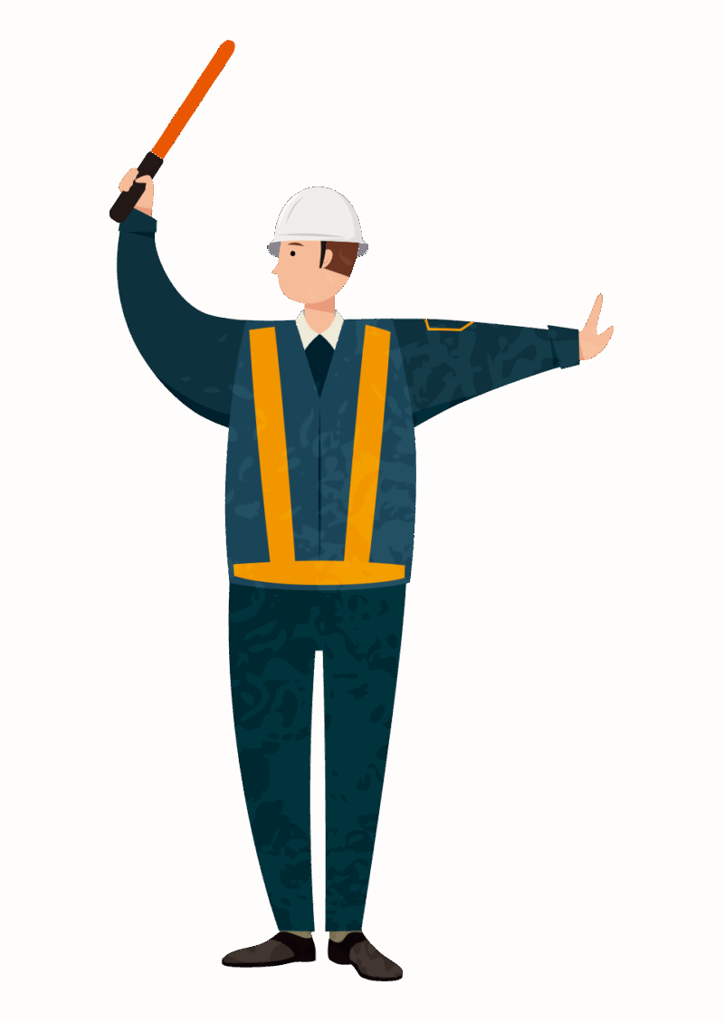 交通整理をする交通誘導員のイラスト（服装色違い）