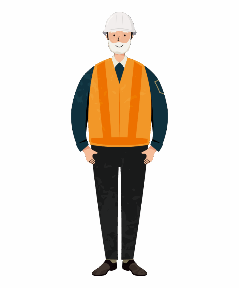 年配者の交通誘導員のイラスト