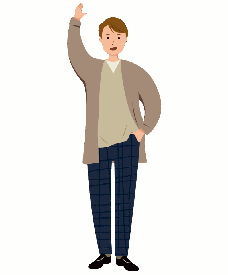 笑顔で挨拶をする男性のイラスト
