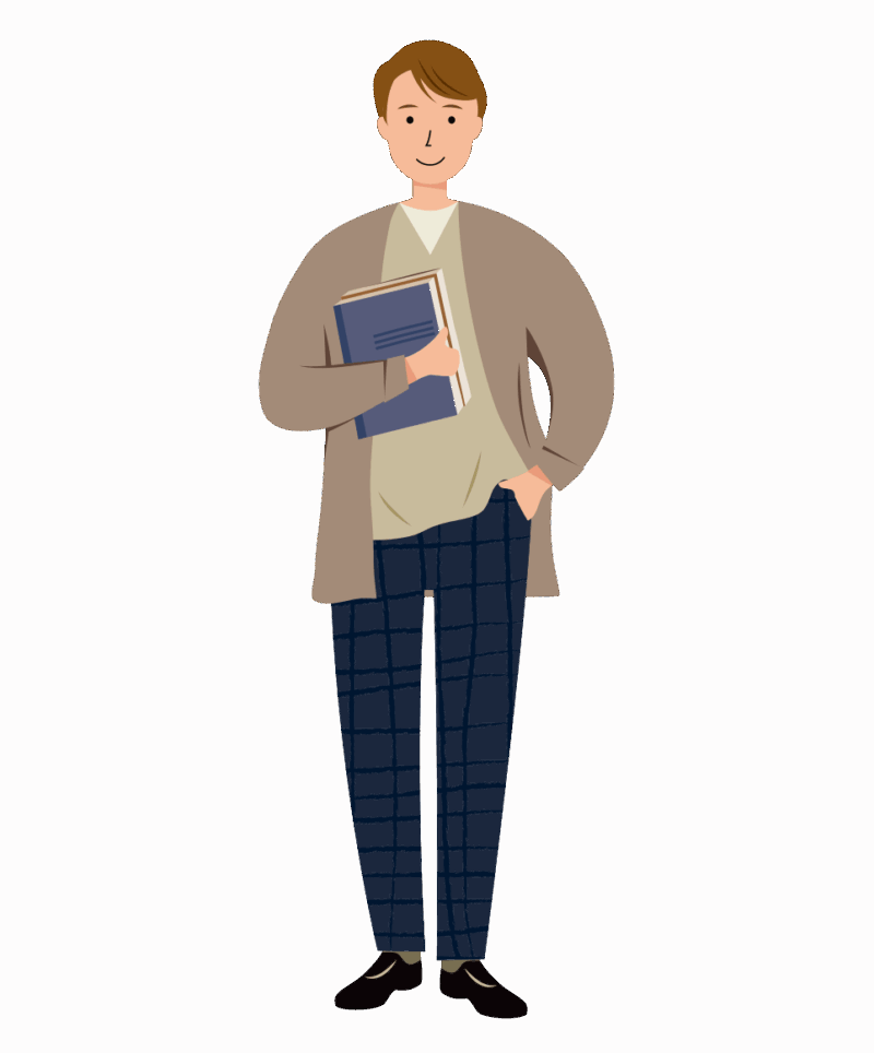 資料やノートを持った男性のイラスト