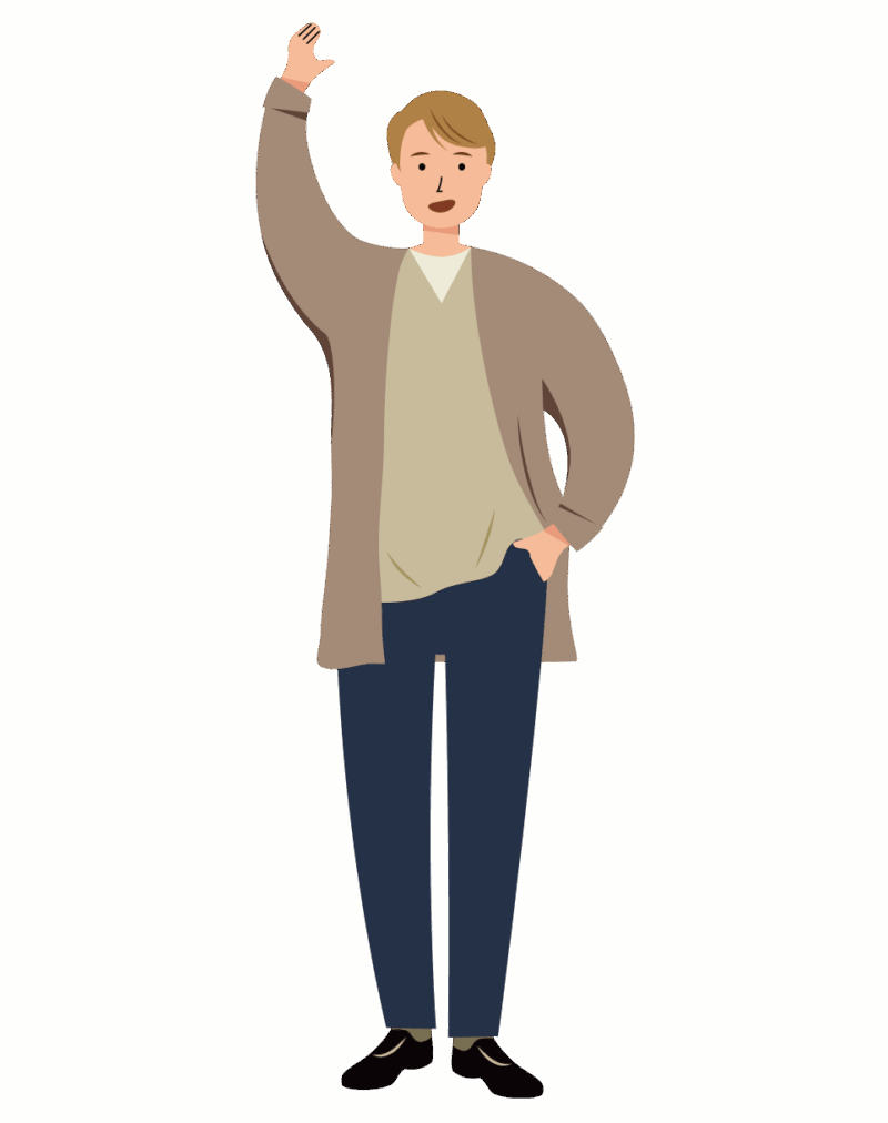 笑顔で挨拶をする男性のイラスト
