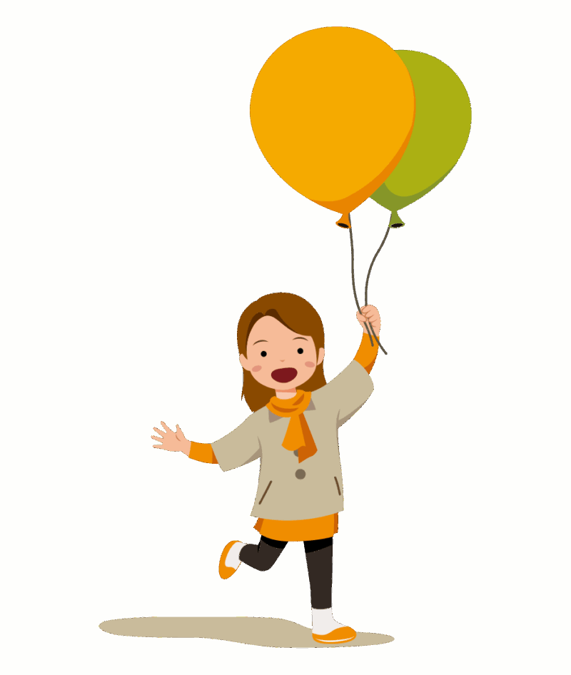 風船で遊ぶ女の子のイラスト