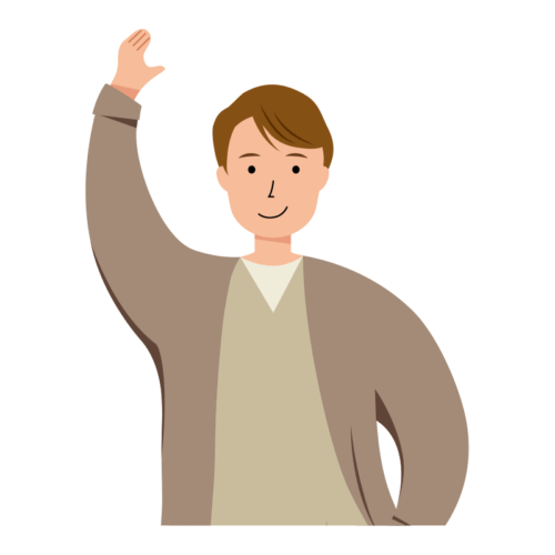 右手を挙げている男性イラスト