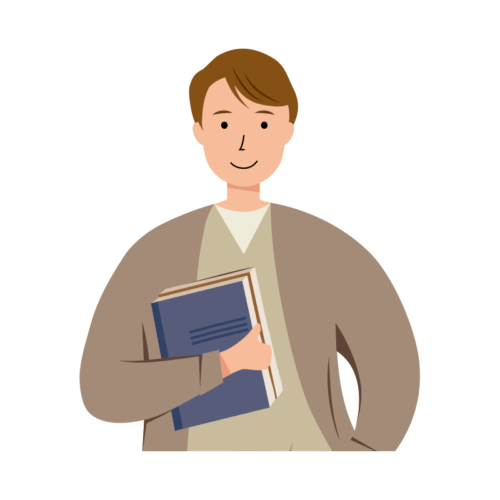 本を持つ男性イラスト-上半身