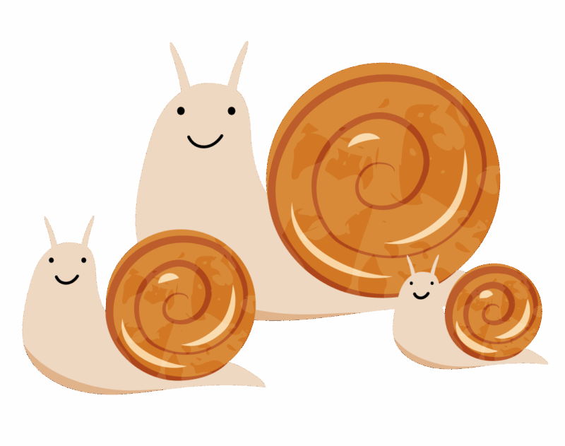仲良し親子のカタツムリのイラスト