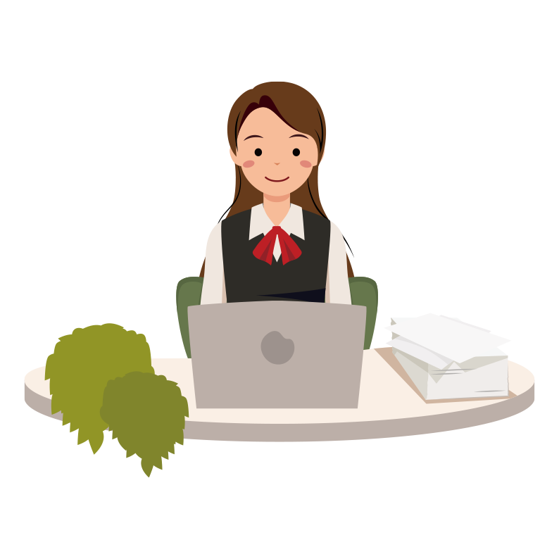仕事をするOLのイラスト-上半身