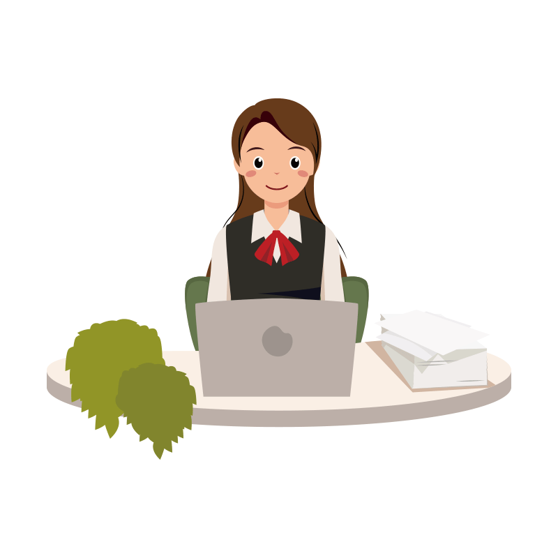 仕事をするOLのイラスト-上半身