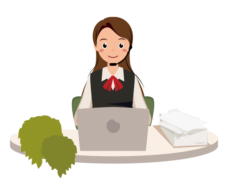 電話の対応をする制服姿のOLイラスト-上半身