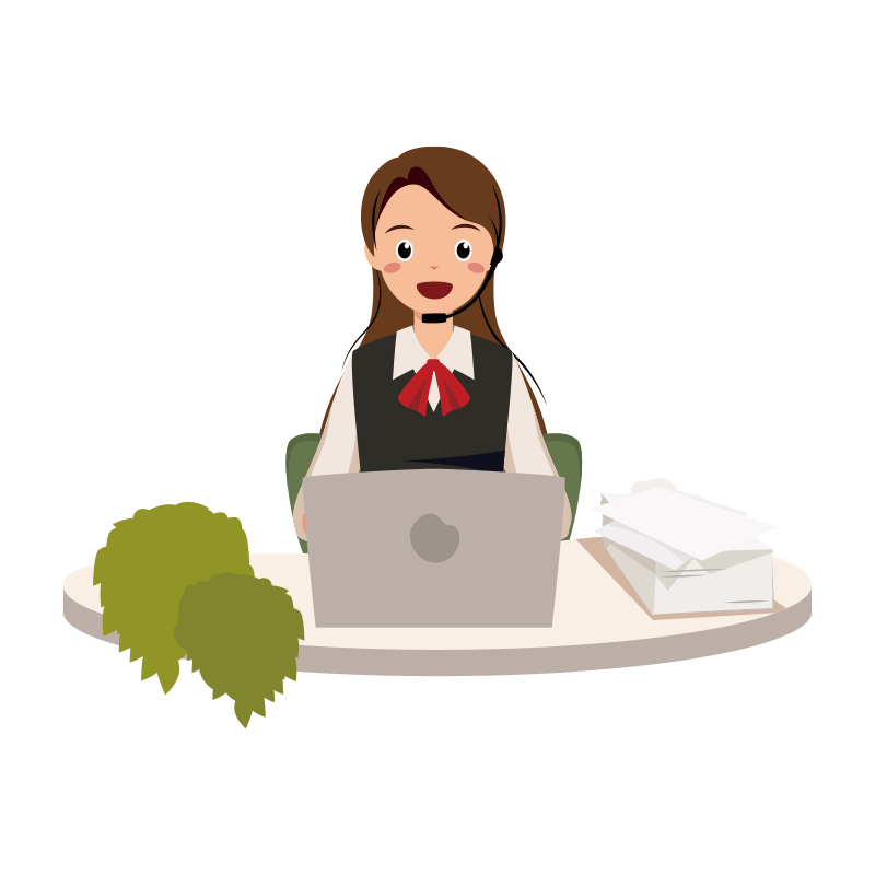 元気に電話対応するOLイラスト-上半身