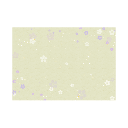 A4サイズの背景素材-キキョウと若草色の波紋模様