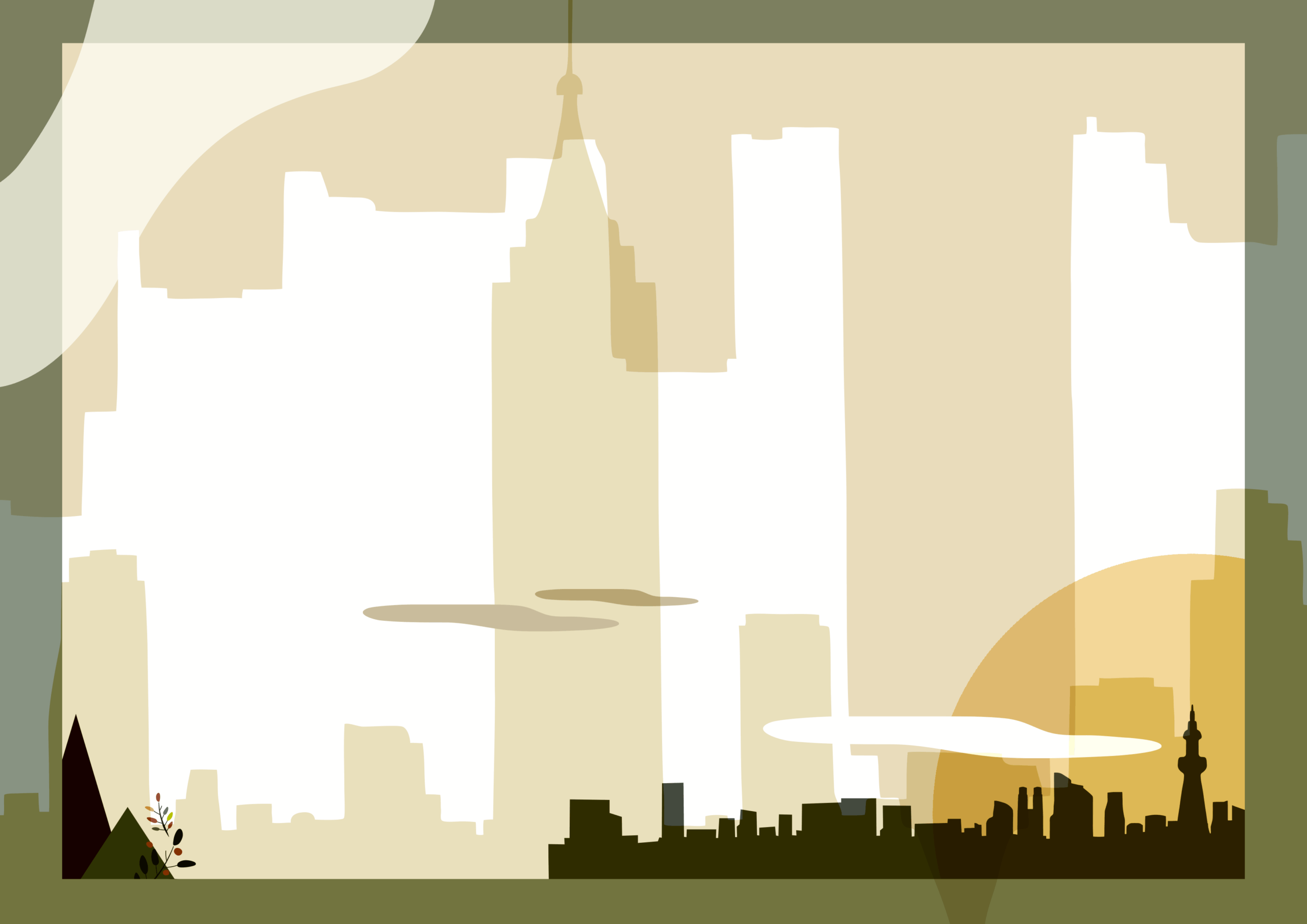 オシャレな街並み-A4背景