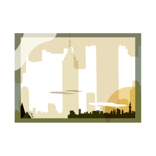 オシャレな街並み-A4背景