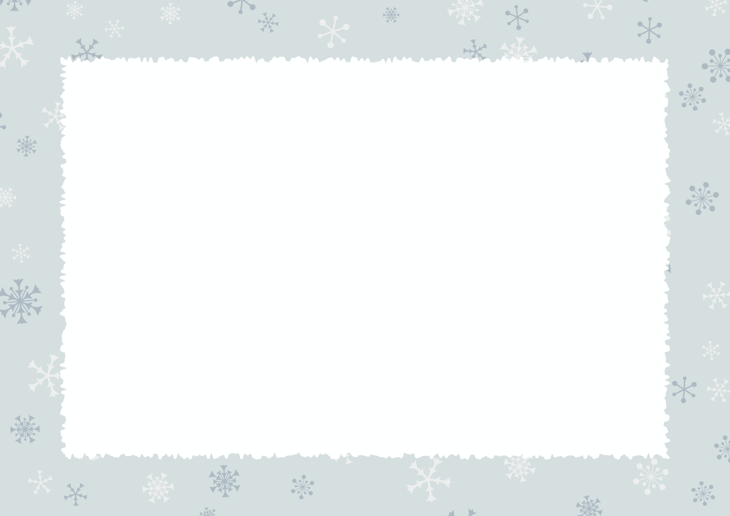A4背景横-ランダムな雪の結晶と白枠-02