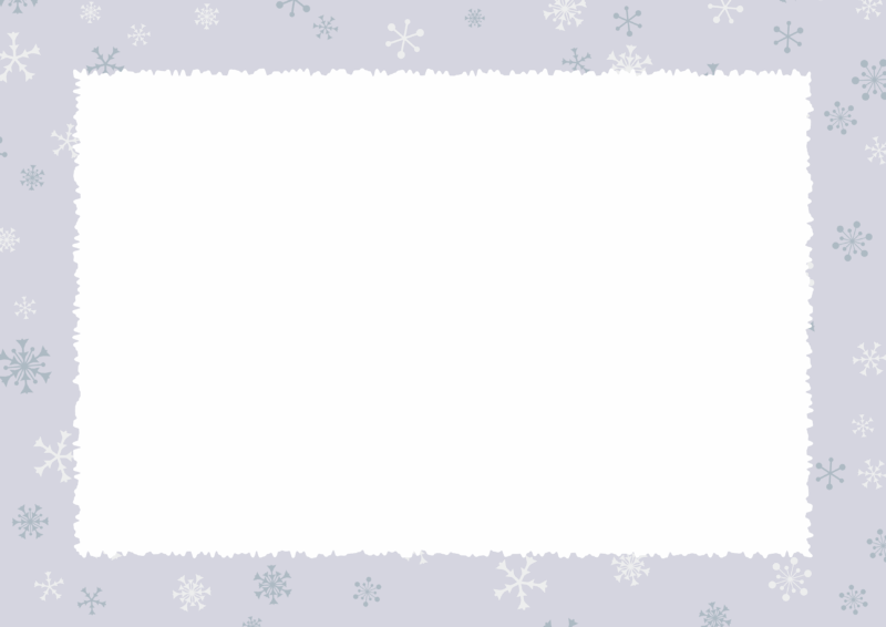 A4背景横-ランダムな雪の結晶と白枠-03