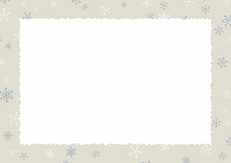 A4背景横-ランダムな雪の結晶と白枠-04