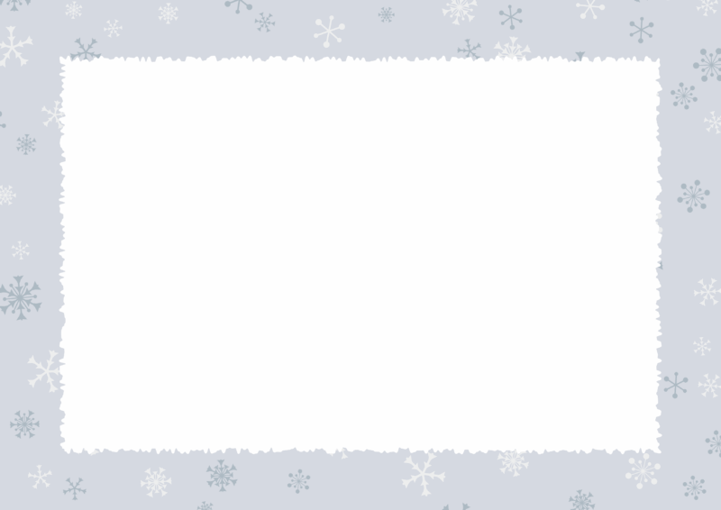 A4背景横-ランダムな雪の結晶と白枠-05