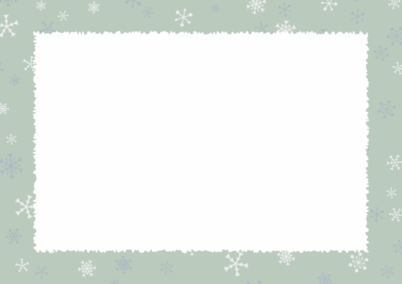 A4背景横-ランダムな雪の結晶と白枠-06