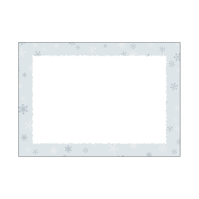 A4背景横-ランダムな雪の結晶と白枠