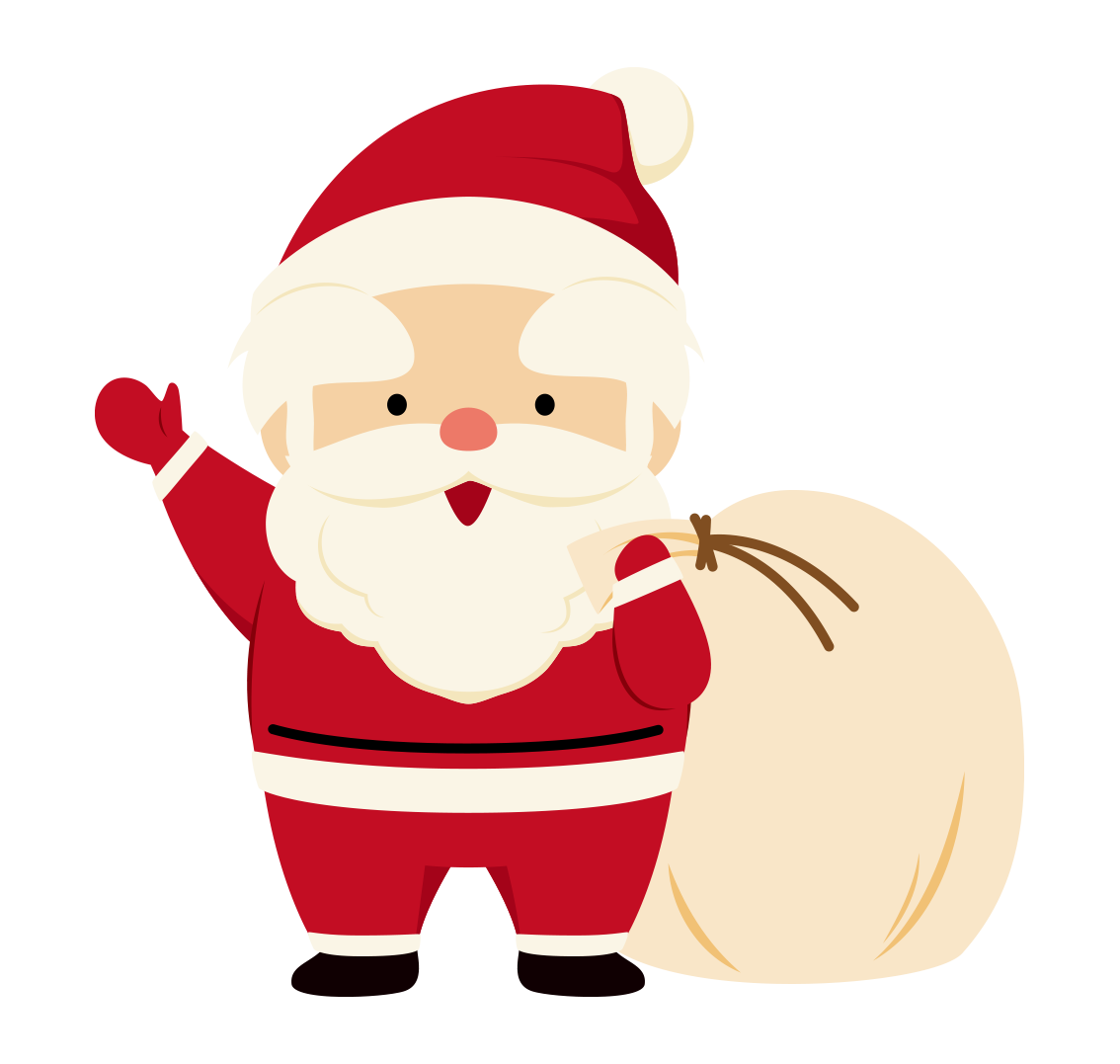 クリスマスプレゼントを抱えたサンタクロースのイラスト