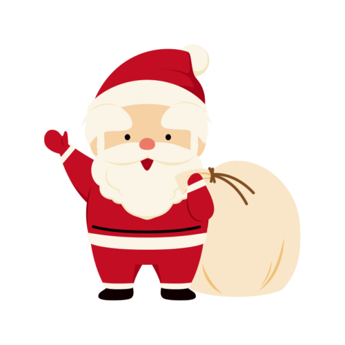 クリスマスプレゼントを抱えたサンタクロースのイラスト