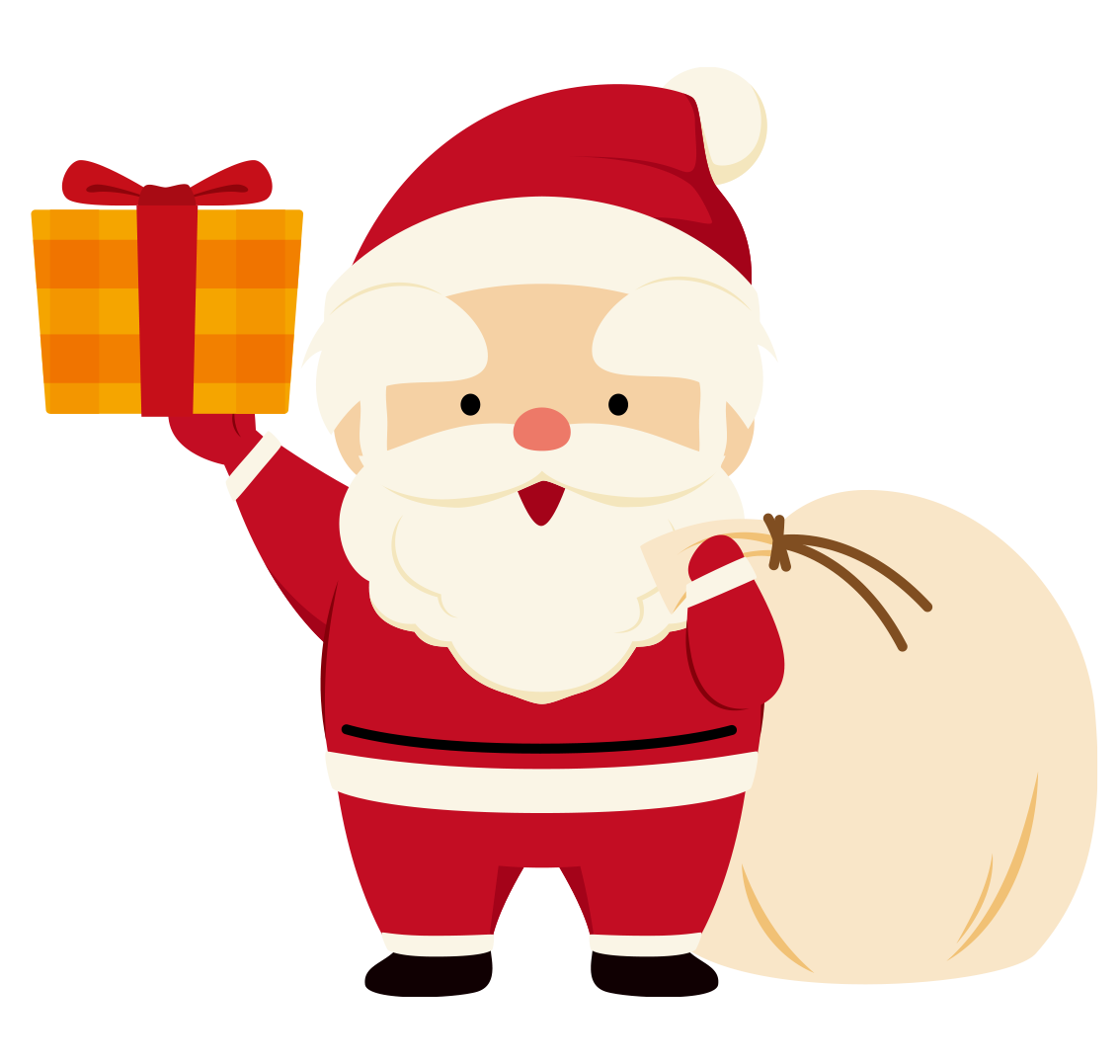 プレゼントを持ったサンタクロースのイラスト