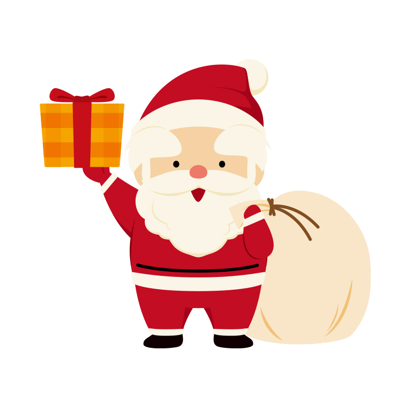 プレゼントを持ったサンタクロースのイラスト