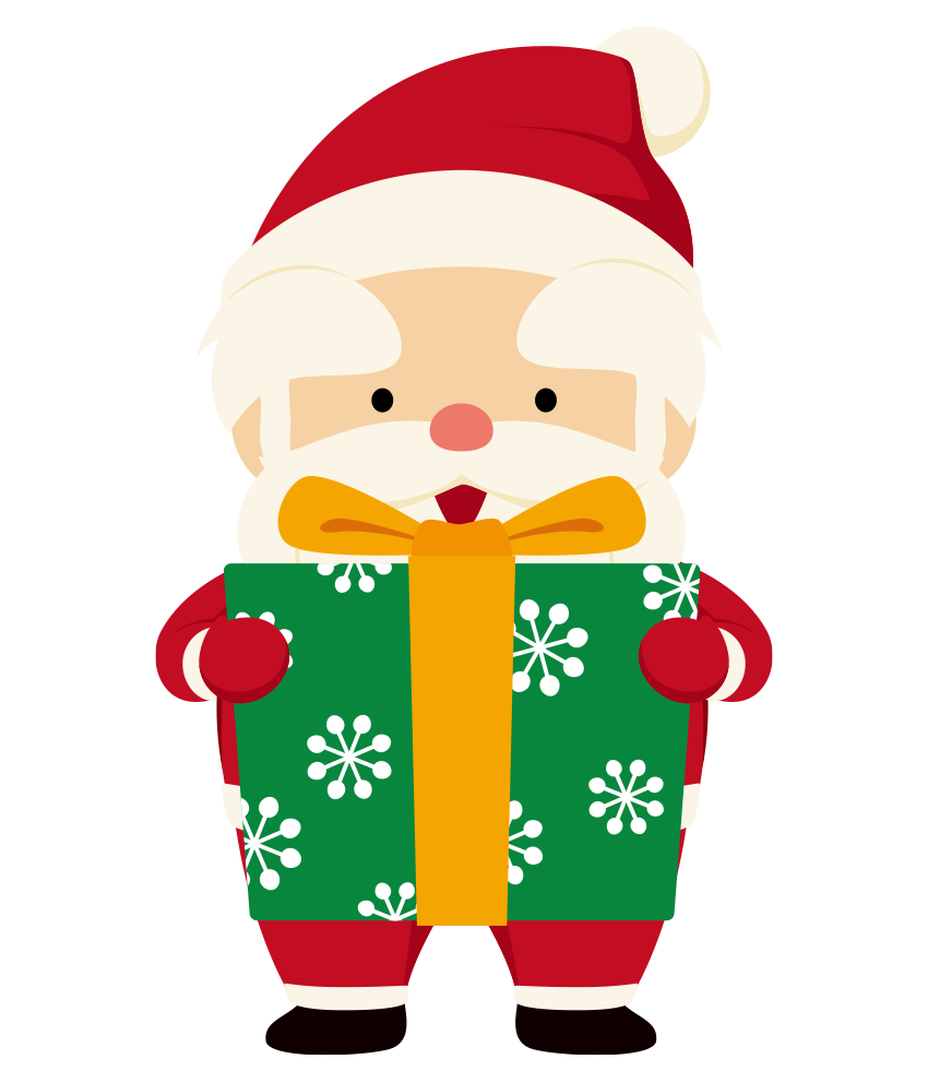 大きなプレゼントを持ったサンタクロースのイラスト