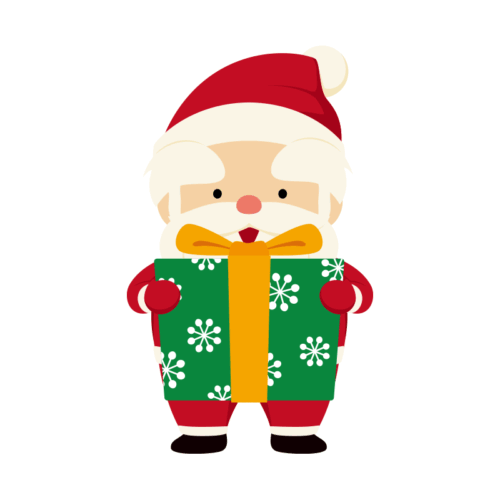 大きなプレゼントを持ったサンタクロースのイラスト