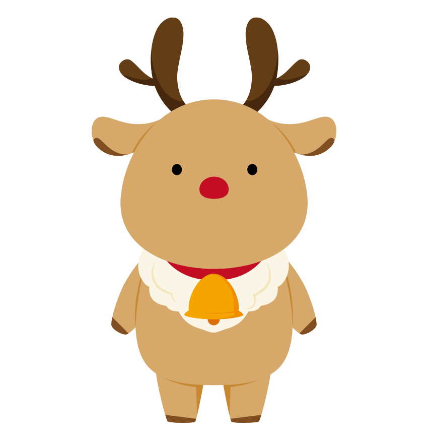 真っ赤なお鼻のトナカイのイラスト
