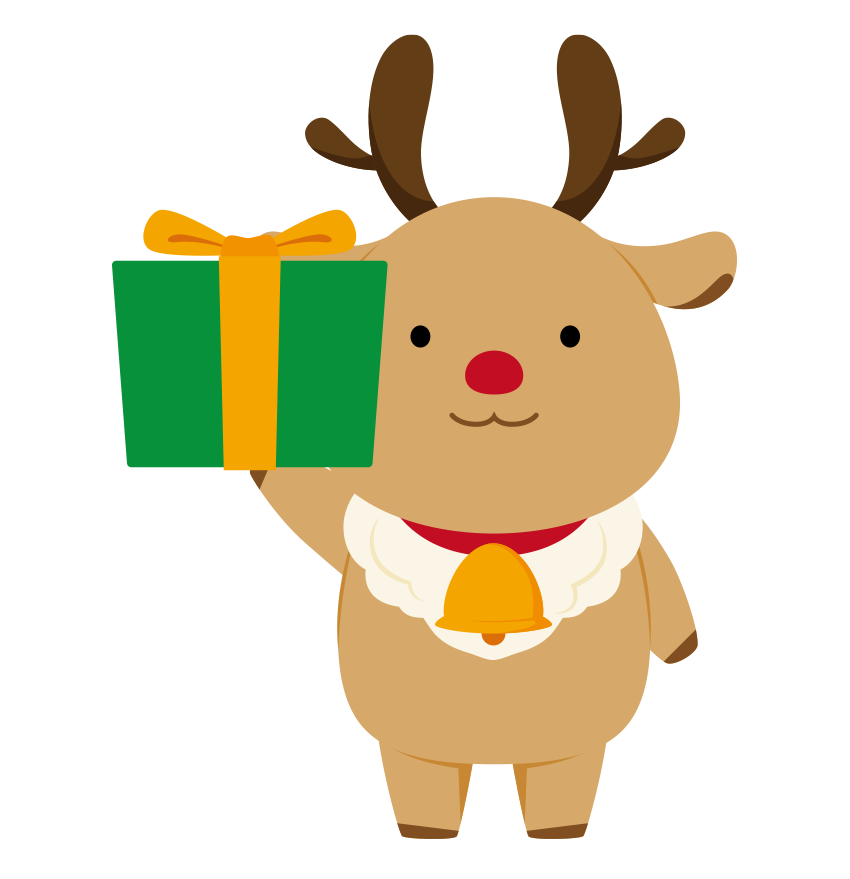 トナカイとプレゼントのイラスト