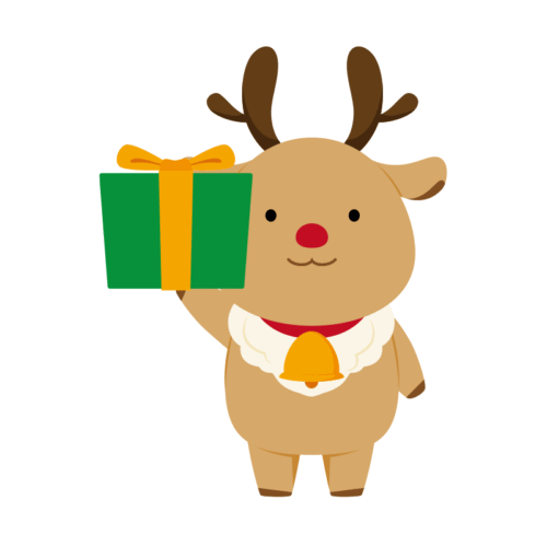 トナカイとプレゼントのイラスト