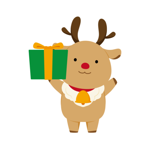 両手を上げて喜んでるトナカイのイラスト