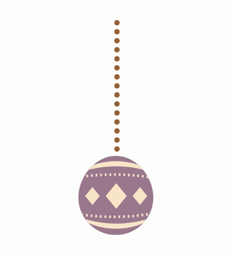 紫色のクリスマスオーナメントのイラスト