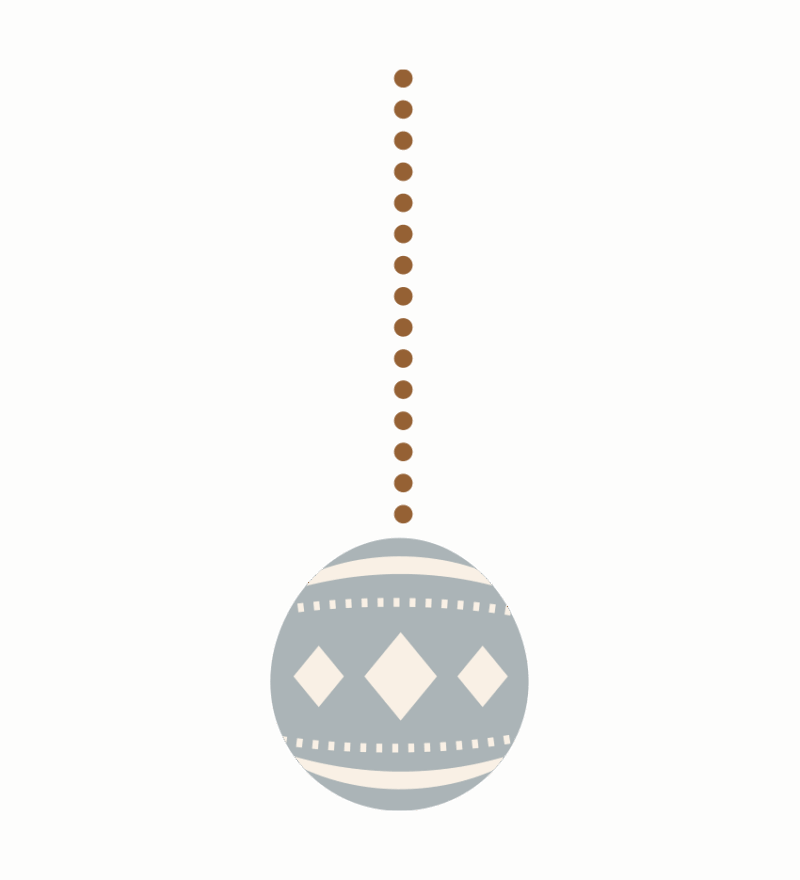 灰色のクリスマスオーナメントのイラスト