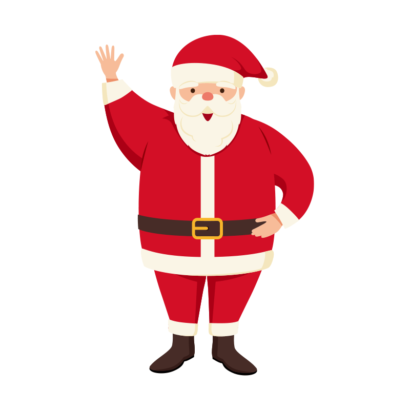 右手を上げているサンタクロースのイラスト